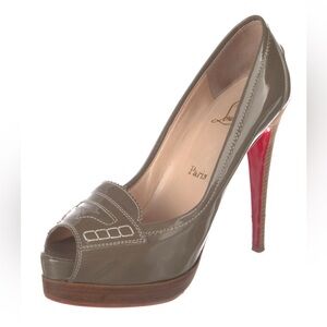 Christian Louboutin Taupe and Red Platform Heels